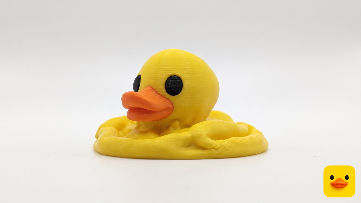 3D Printed Toy Duck Figure Model - Deflated Duck