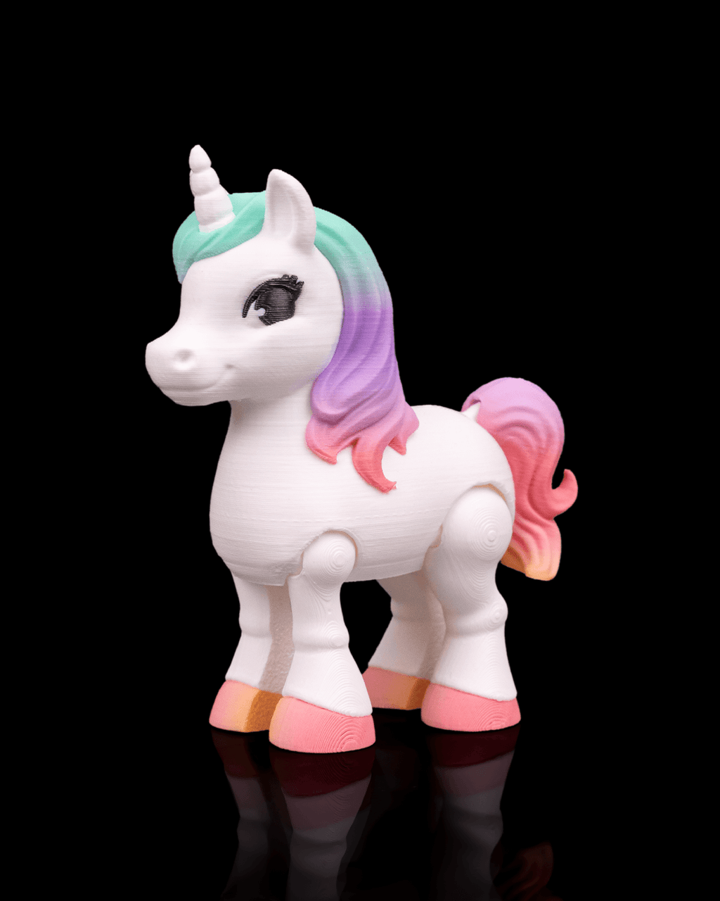 3D Printed Flexible Rainbow Glimmer Unicorn image 0