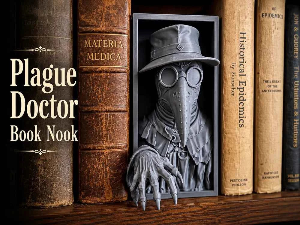 3D Printed Plague Doctor Book Nook – Gothic Shelf Insert