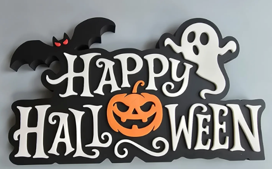 3D Printed Happy Halloween Free Standing Sign image 0