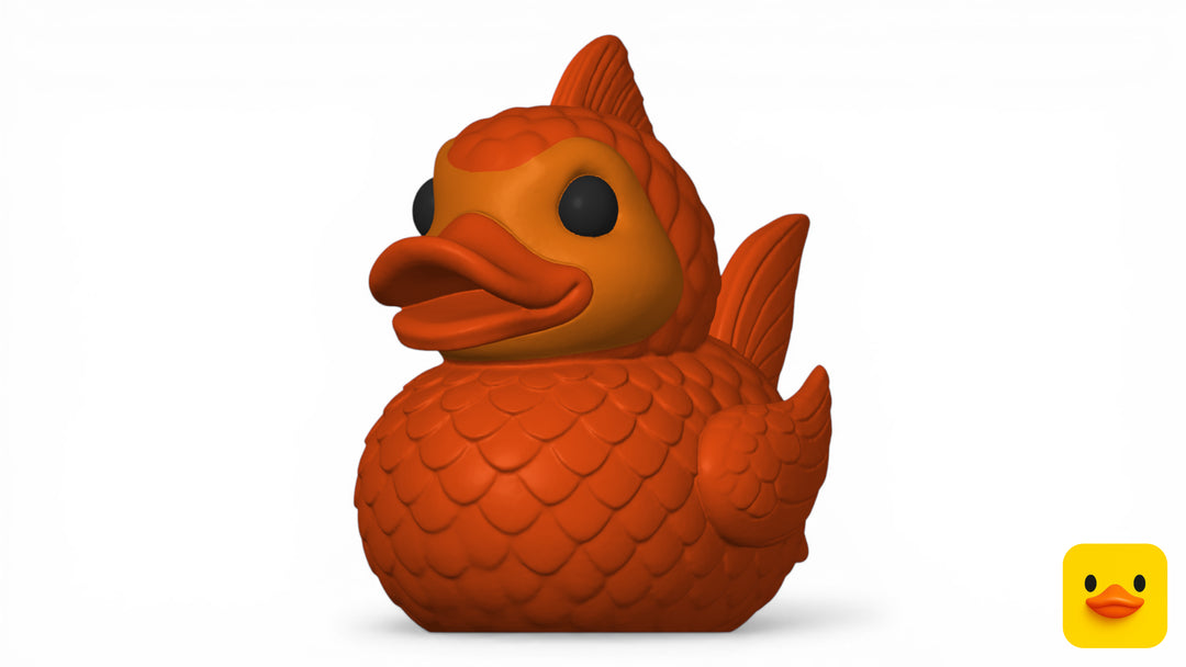 3D Printed Toy Duck Figure Model - Gold Fish Duck image 0