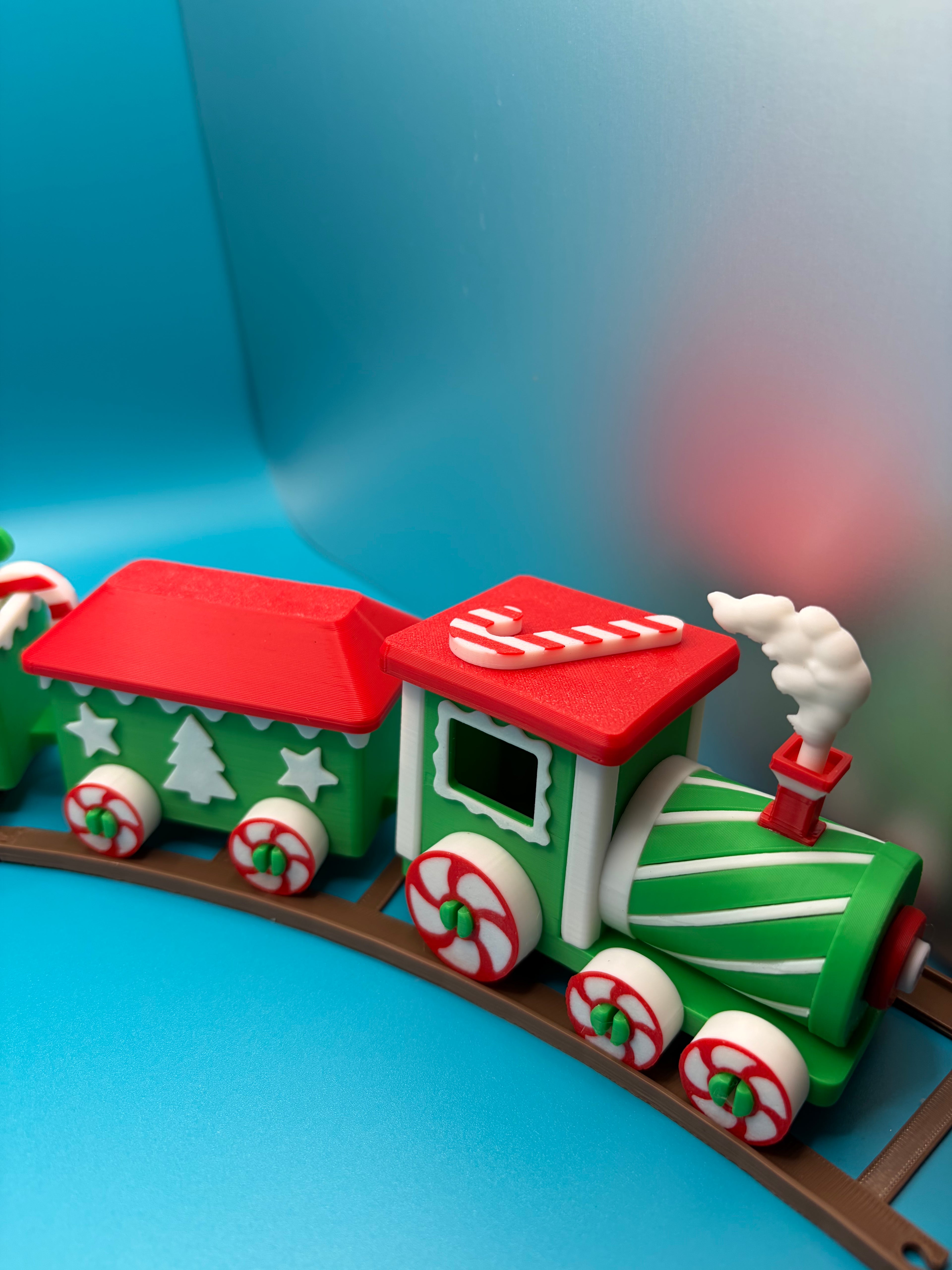 3D Printed Christmas Train & Carriages With Tracks image 2