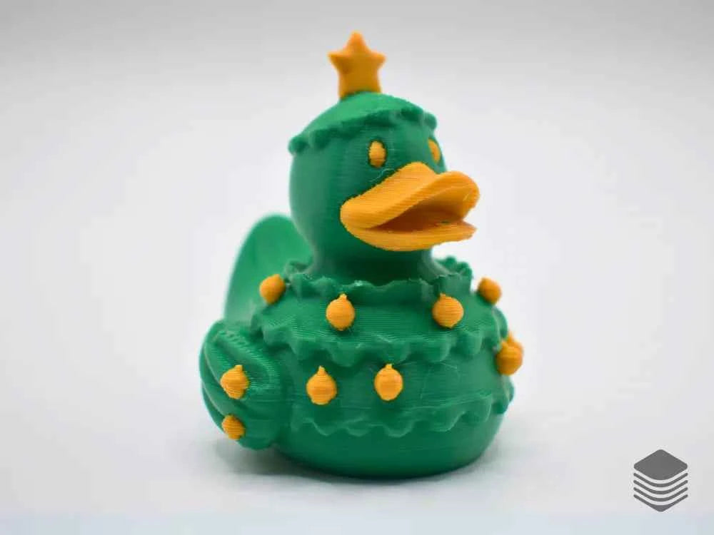 3D Printed Toy Duck Figure Model - Christmas Tree Duck