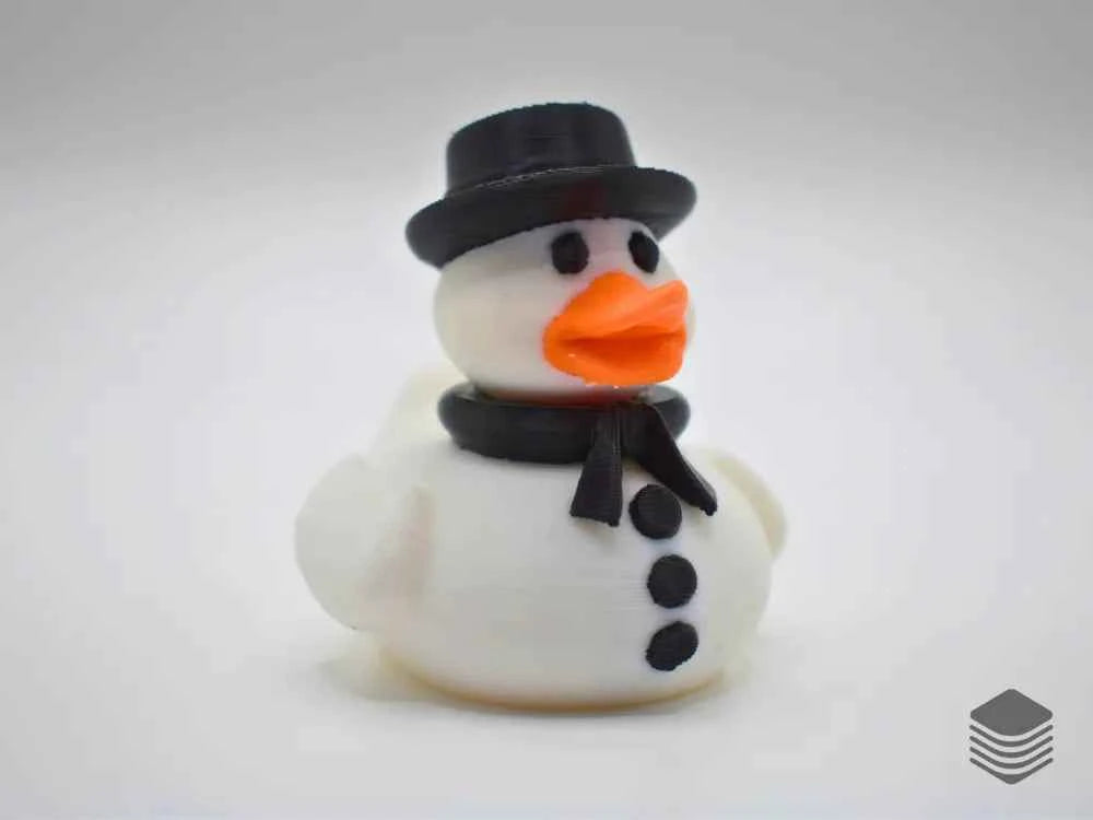 3D Printed Toy Duck Figure Model - Snowman Duck