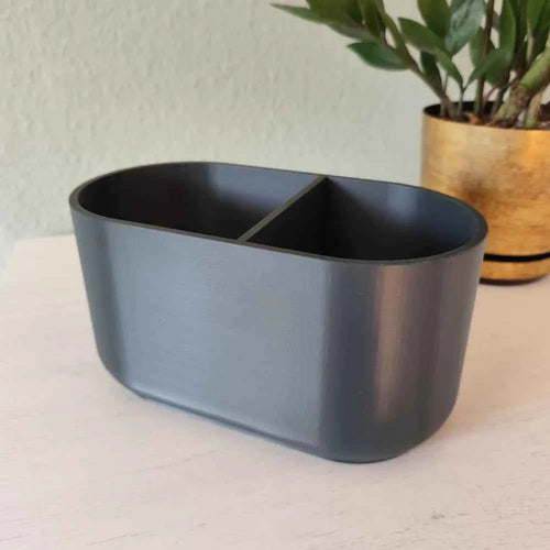 3D Printed - Any Colour - Modern kitchen utensil holder with 2 compartments