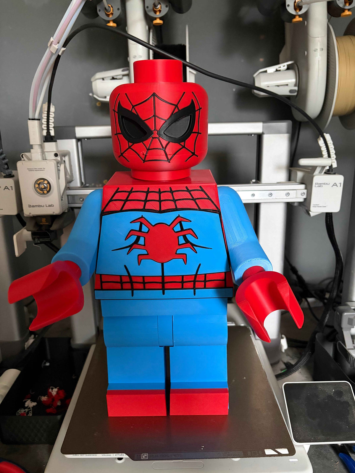 3D Printed Brickman - Spiderman 16 Inch Tall