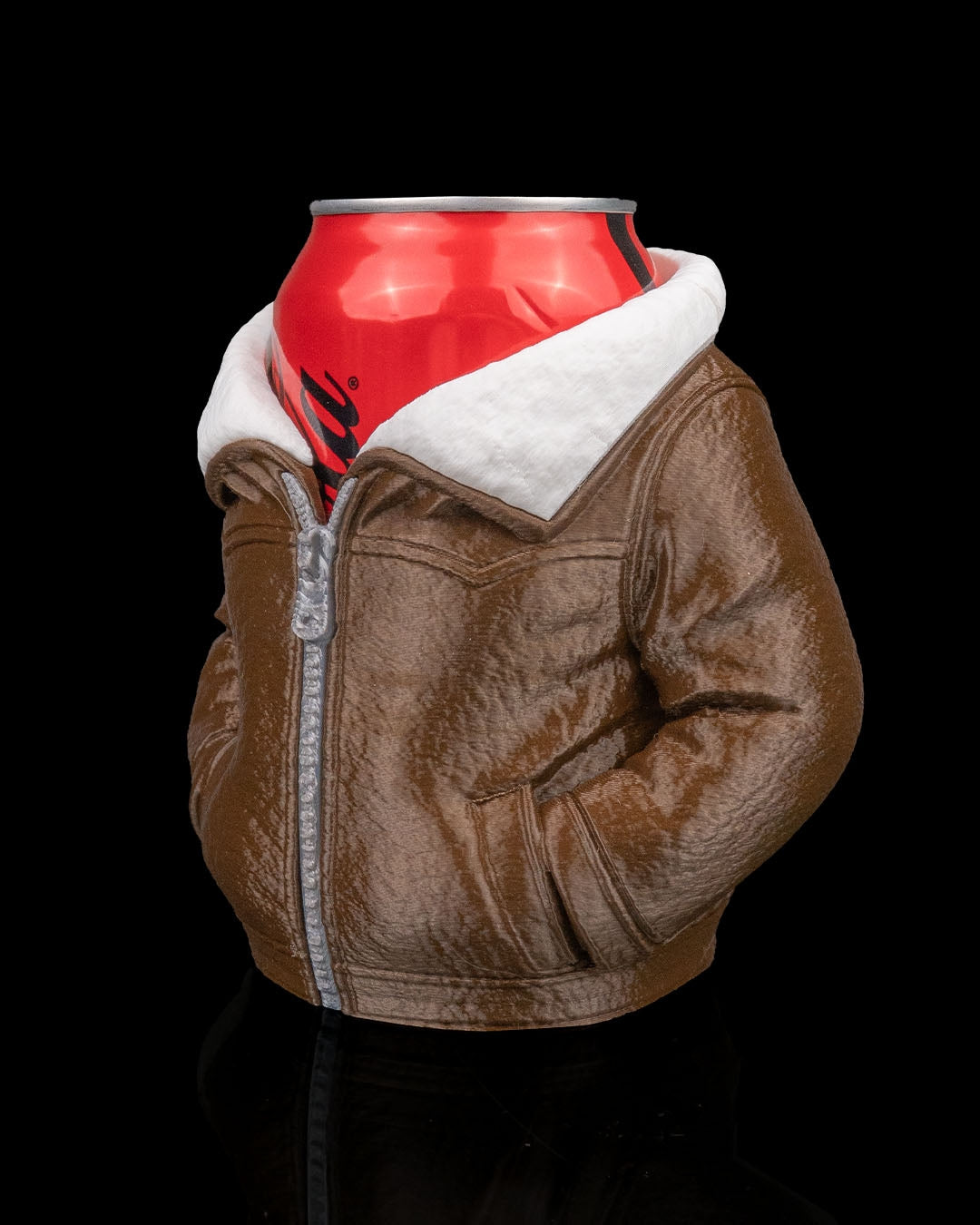 3D Printed Leather Jacket Beer, Pen Can Holder image 4