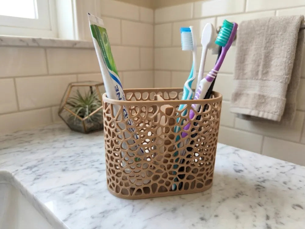 3D Printed Mesh Toothbrush & Toothpaste Holder- Any Colour image 0