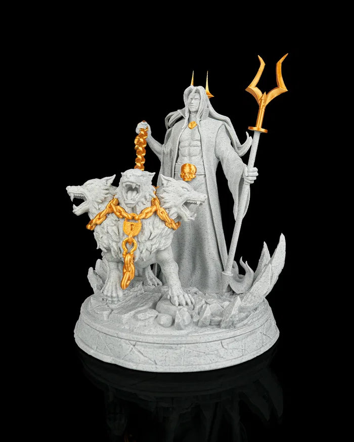 Vibrant 3D Printed Hades Statue with Intricate Mythology Detail image 0
