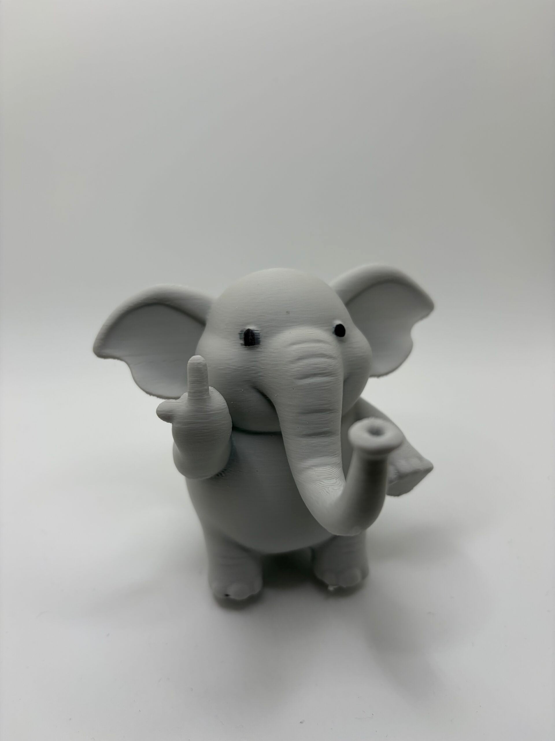 3D Printed Elephant Middle Finger Model image 0