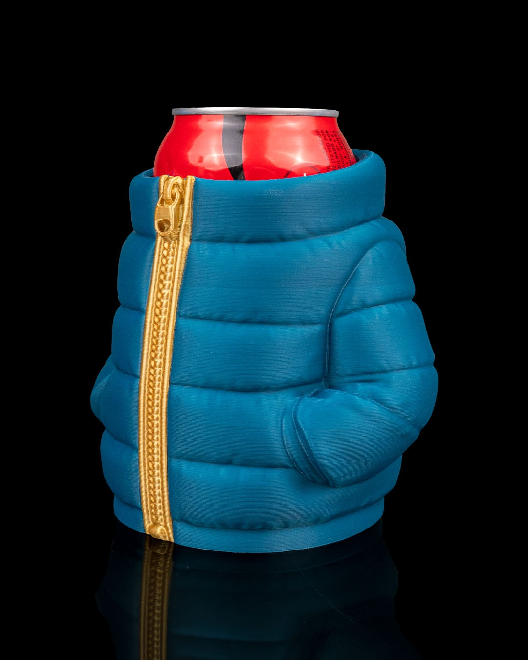 3D Printed Puffer Jacket Beer, Pen Can Holder image 3