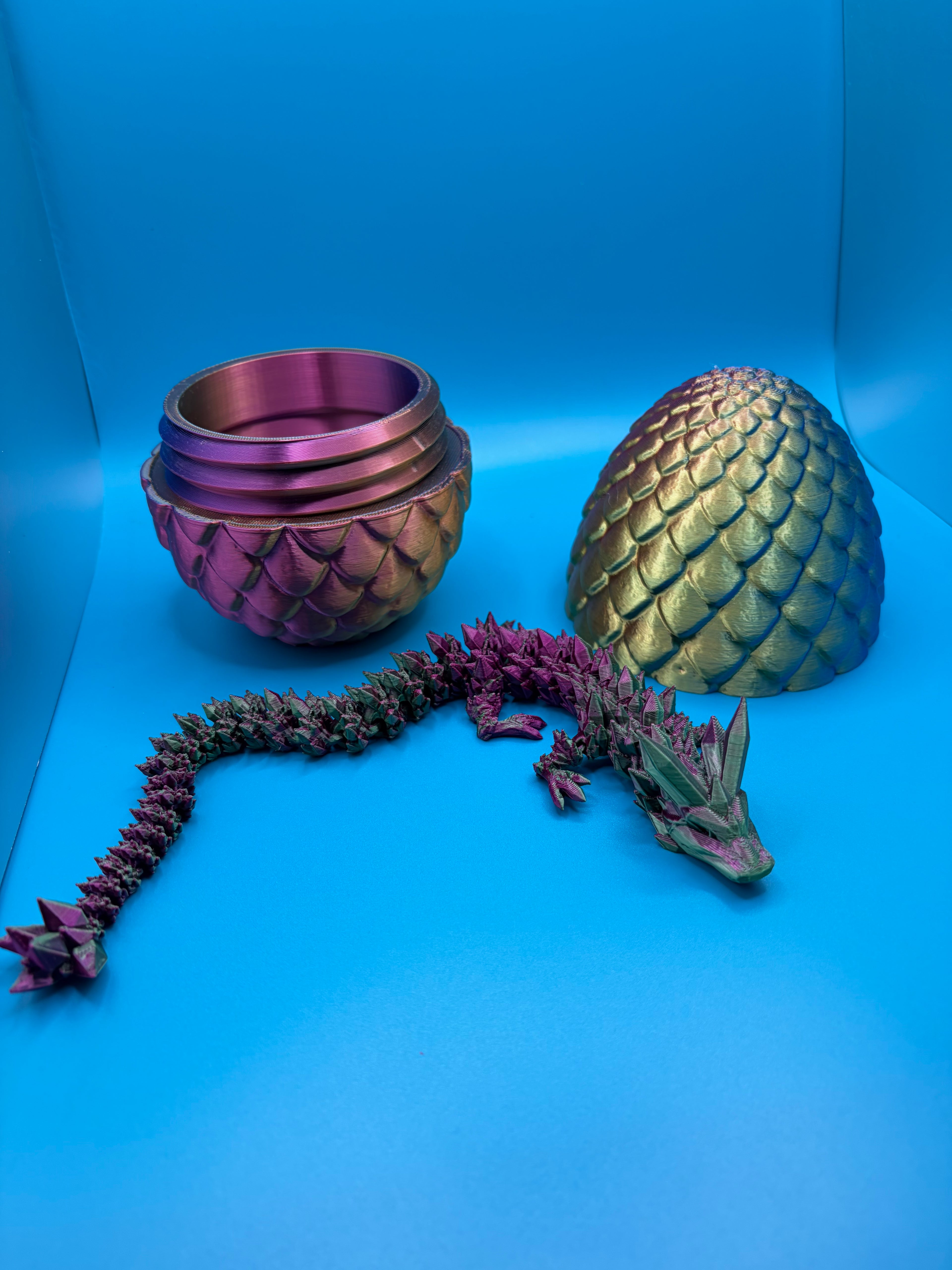 3D Printed Crystal Dragon Egg Full Articulated Surprise Dragons Fidget Gift image 0