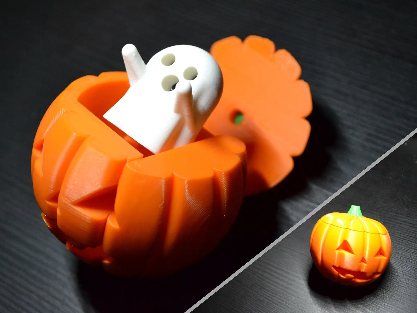 3D Printed Halloween Pumpkin & Popup Ghost - Choice Of Colours image 0