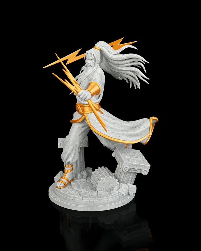 Vibrant 3D Printed Zeus Statue with Intricate Mythology Detail image 0
