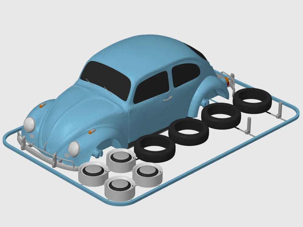 3D Printed VW Beetle Käfer Kit Card (1:24 scale) image 0