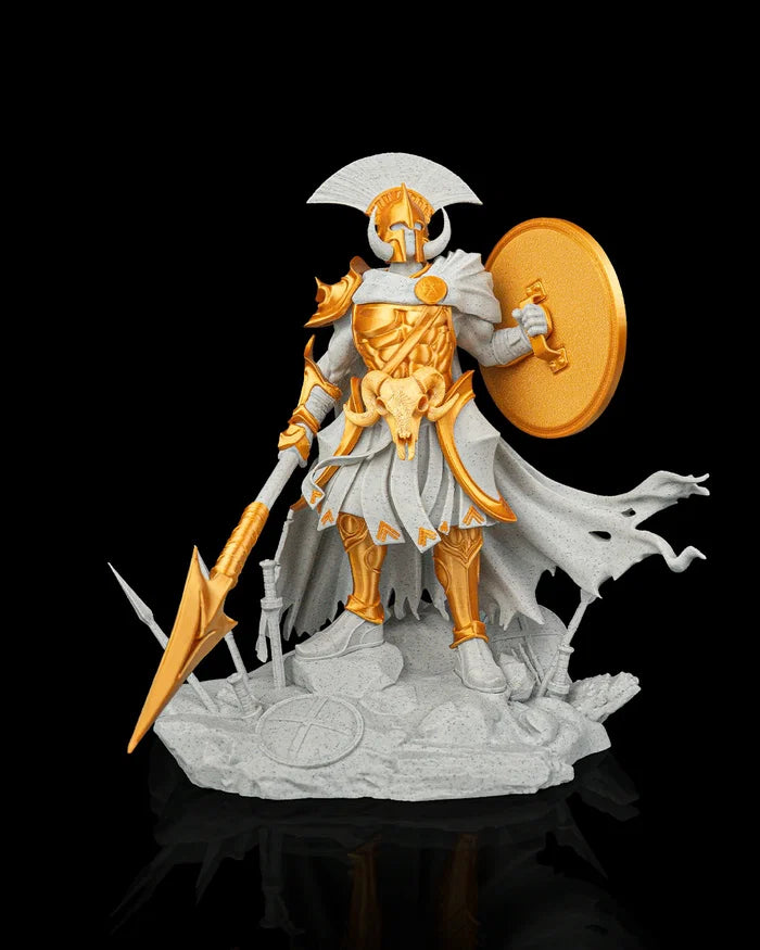 Vibrant 3D Printed Ares Statue with Intricate Mythology Detail image 0