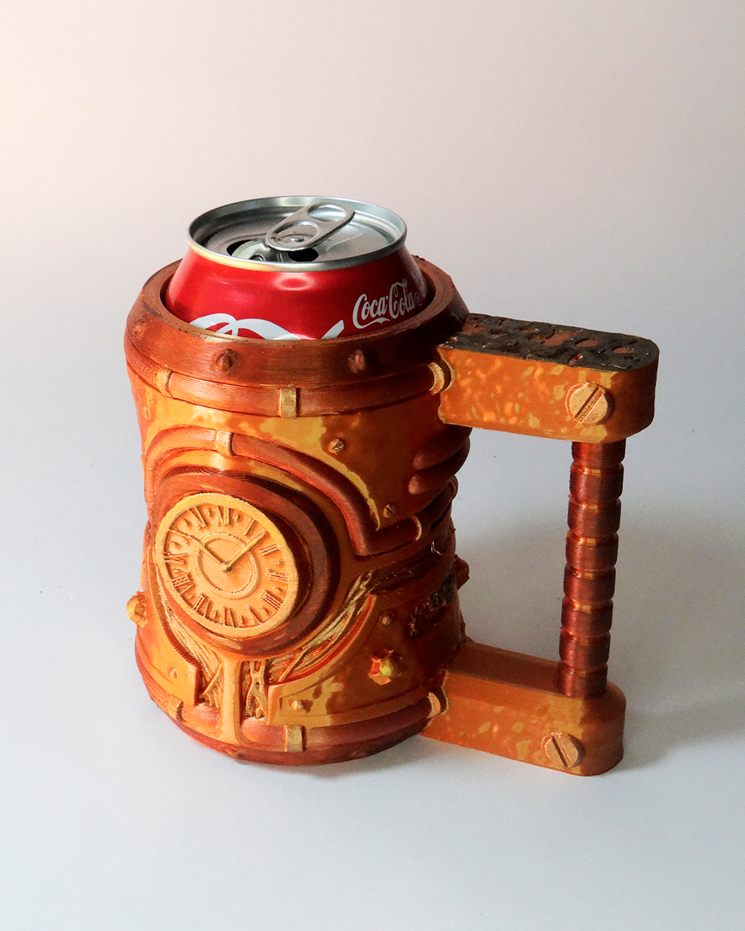 3D Printed Steampunk Beer, Pen Can Holder image 1
