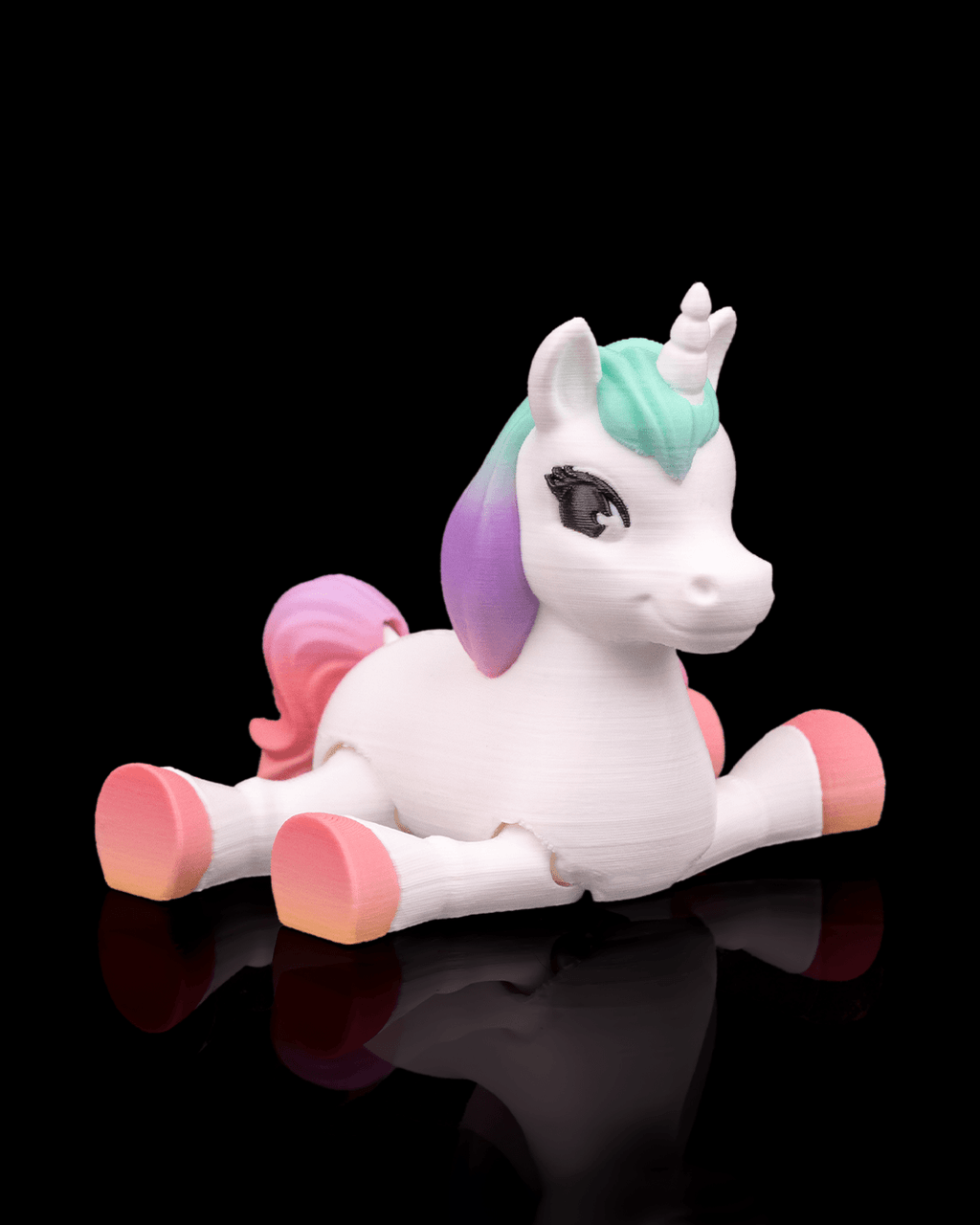 3D Printed Flexible Rainbow Glimmer Unicorn image 4