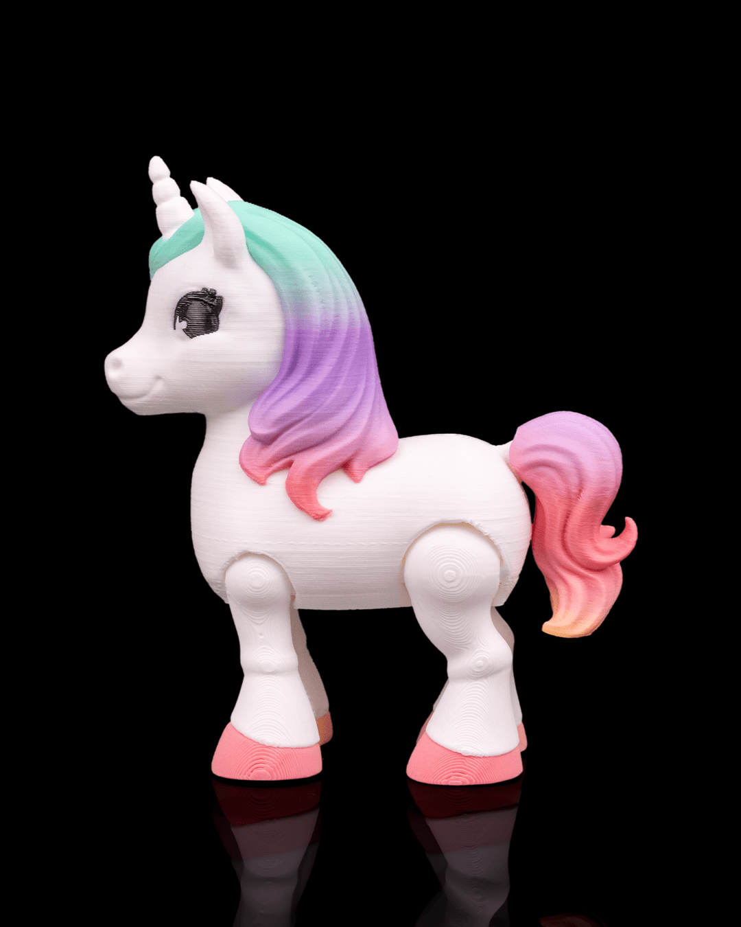 3D Printed Flexible Rainbow Glimmer Unicorn image 1
