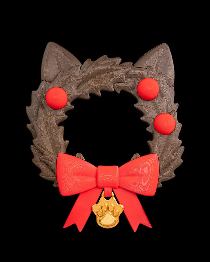 3D Printed Christmas Cat Santa Claws - Wreath image 0