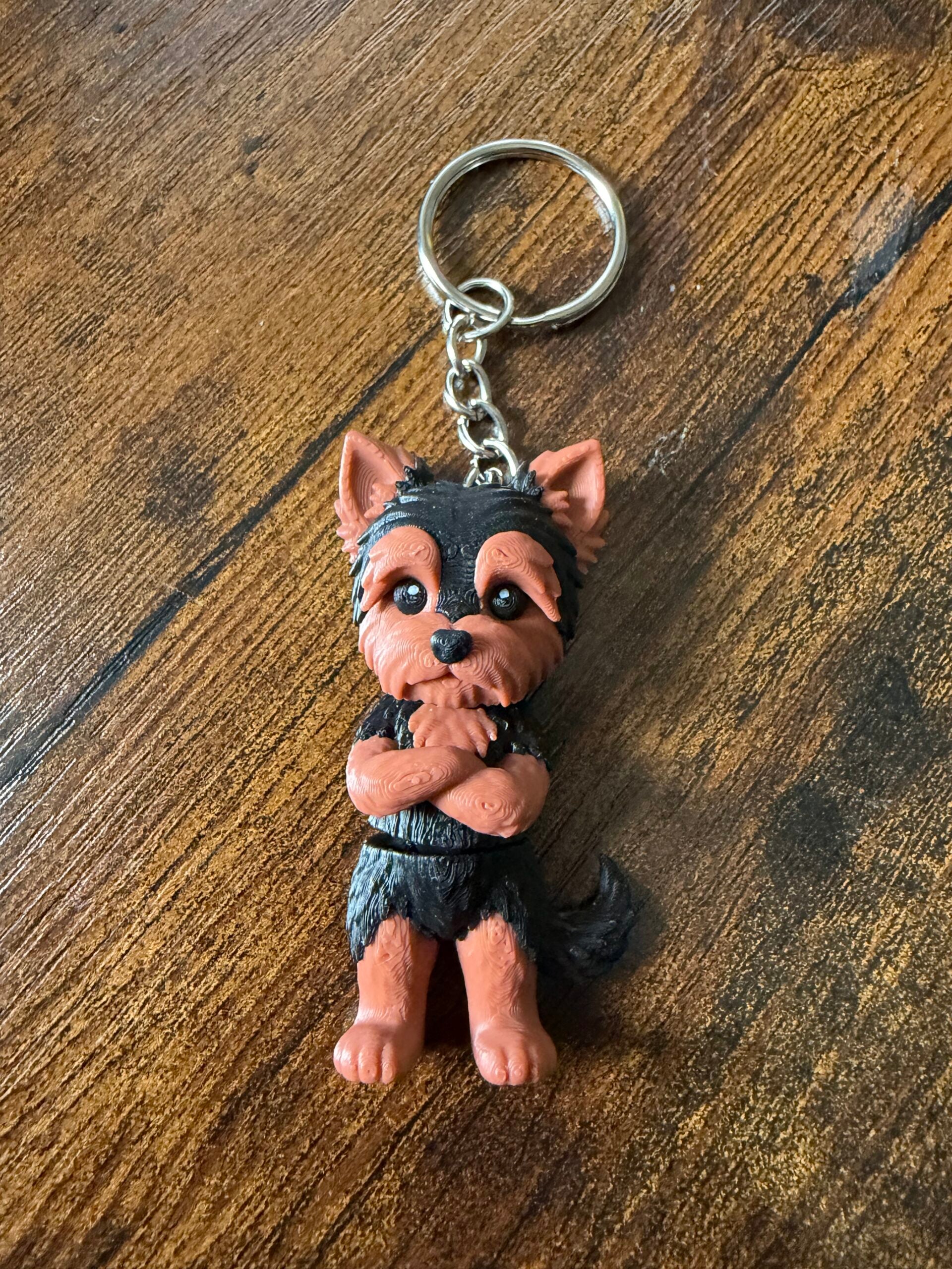 3D Printed Fidget Toy - Articulated Flexi Yorkshire Terrier Dog Key Ring image 0
