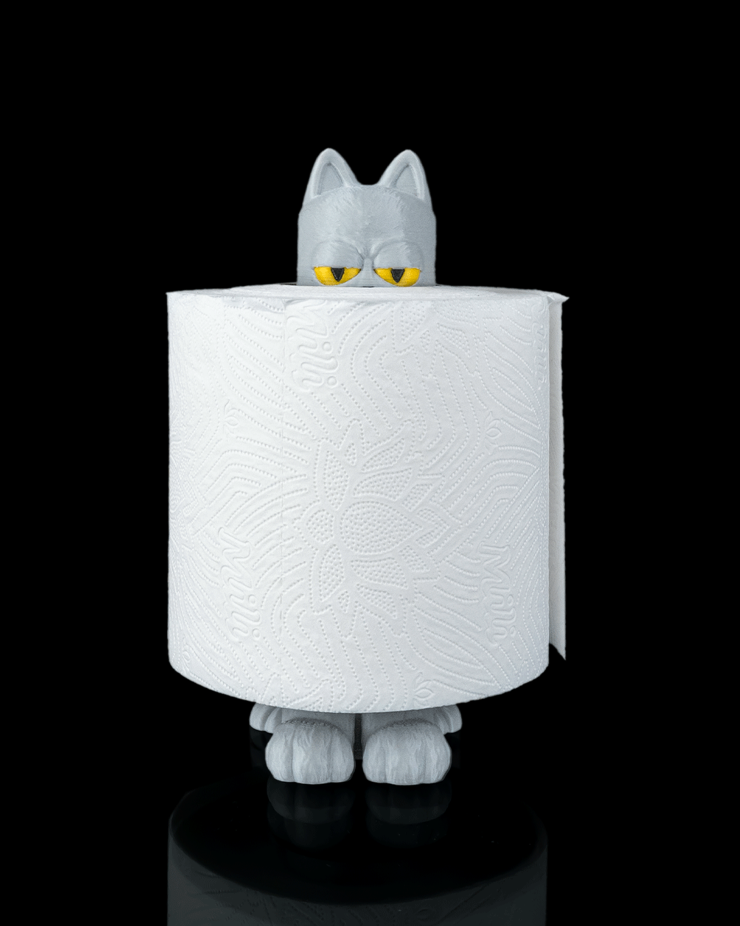 3D Printed Bathroom Toilet Paper Roll Holder - Cat In A Roll