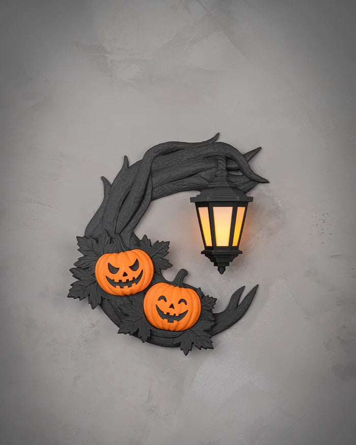 3D Printed Halloween Crescent Lantern - Wreath