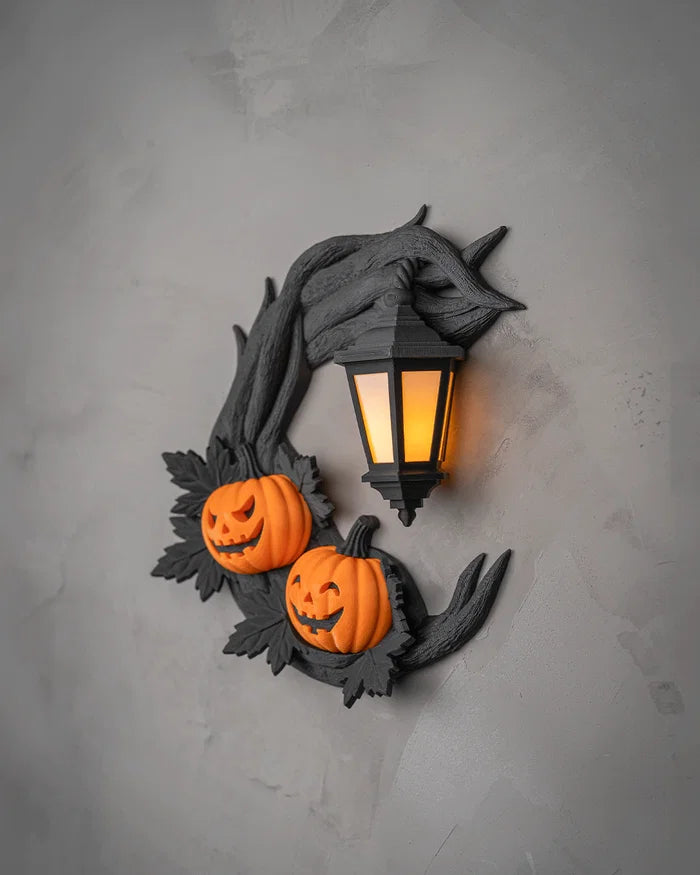 3D Printed Halloween Crescent Lantern - Wreath
