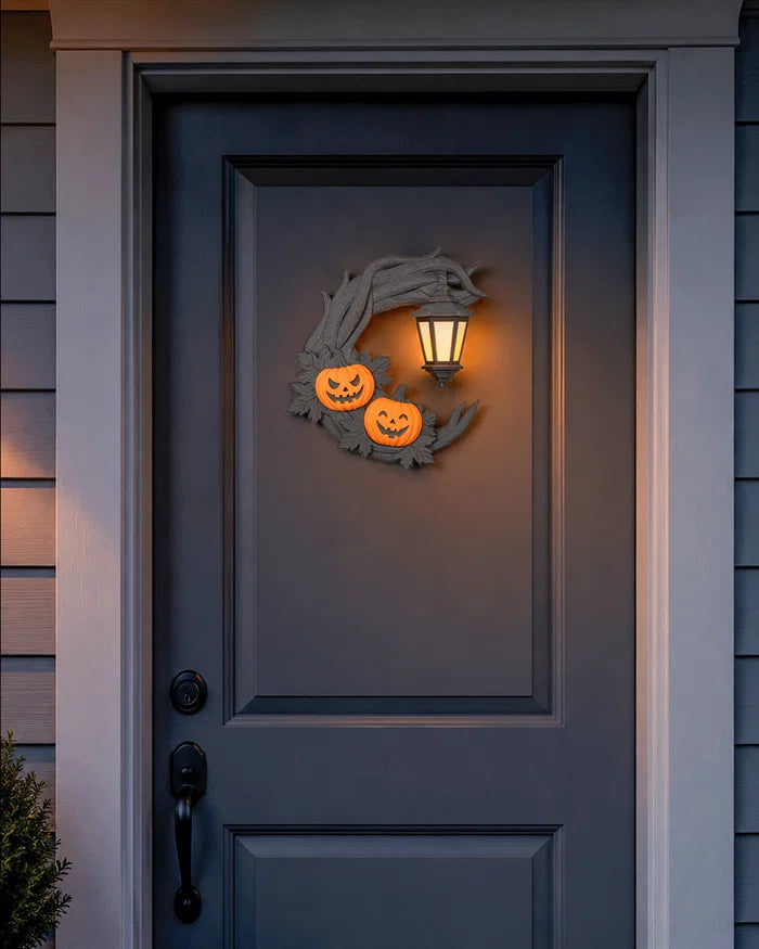 3D Printed Halloween Crescent Lantern - Wreath