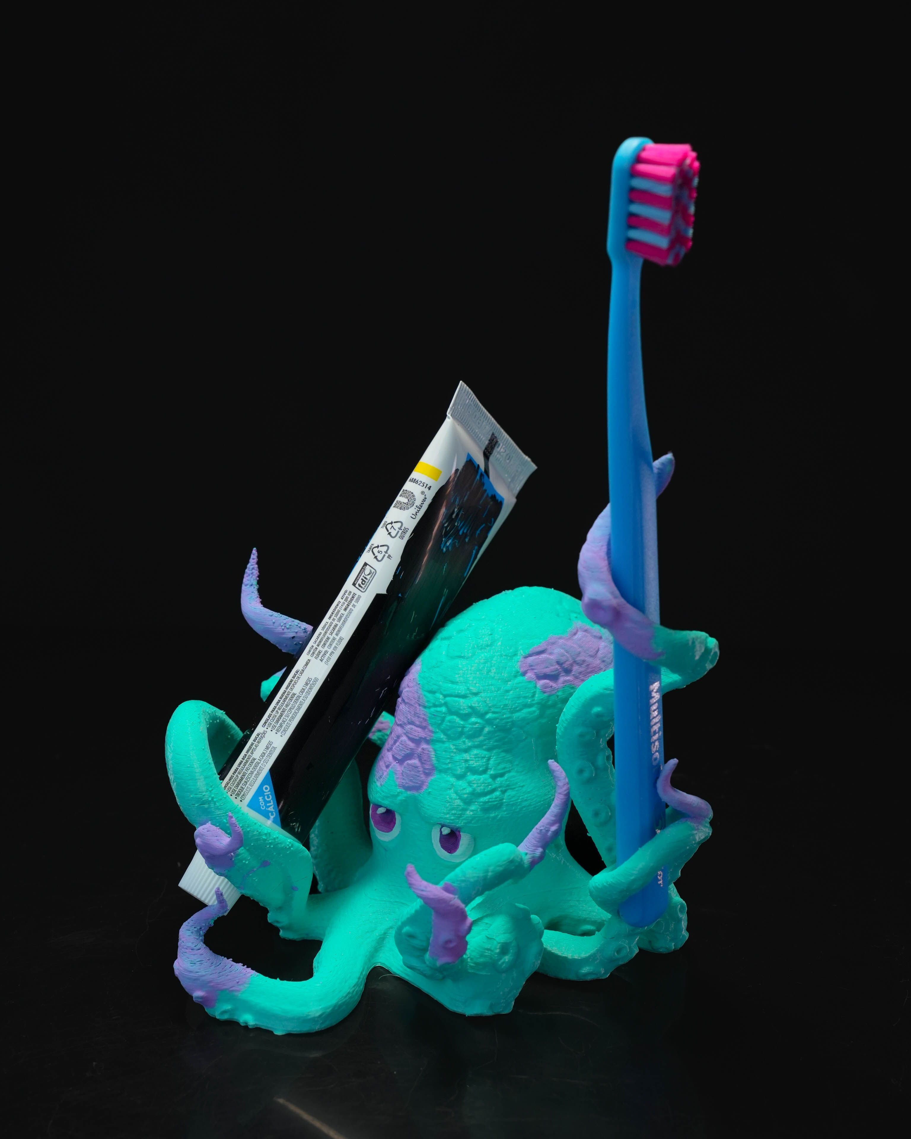 3D Printed Bathroom Octopus Toothbrush Holder - Standing