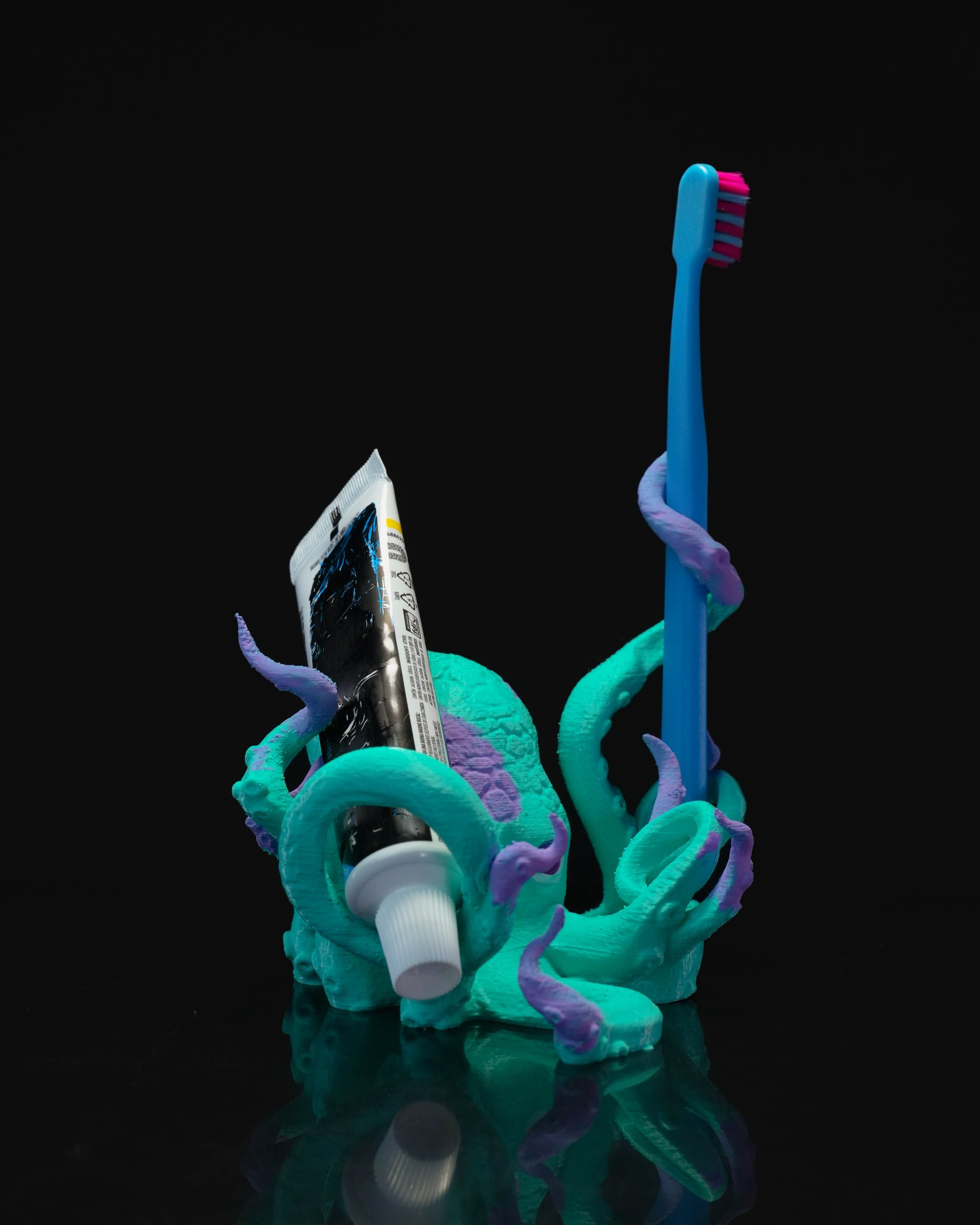 3D Printed Bathroom Octopus Toothbrush Holder - Standing