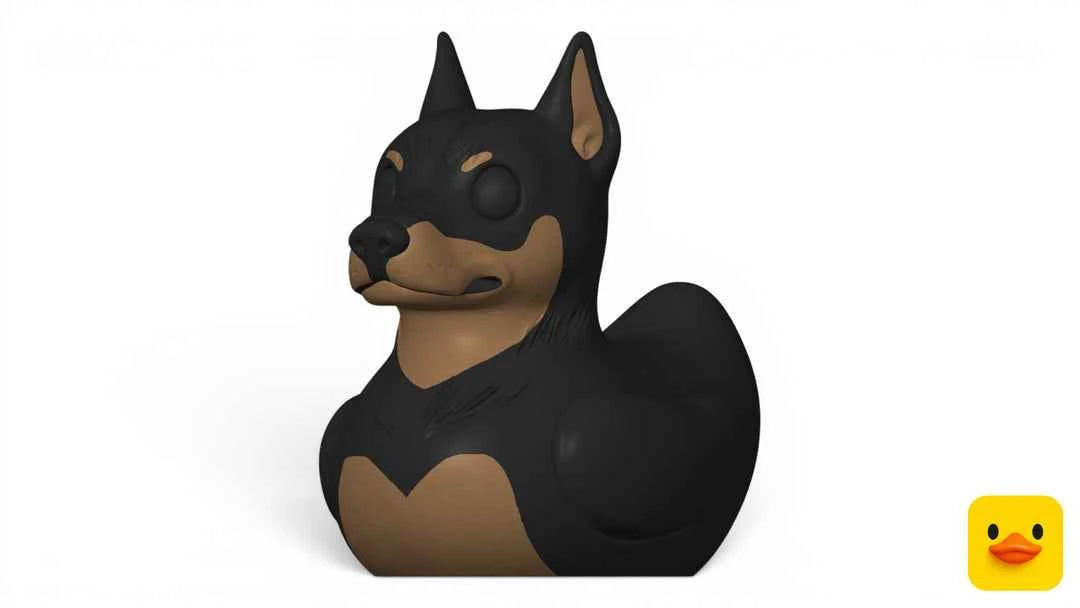 3D Printed Toy Duck Figure Model - Doberman Duck