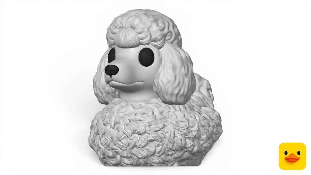 3D Printed Toy Duck Figure Model - Poodle Duck
