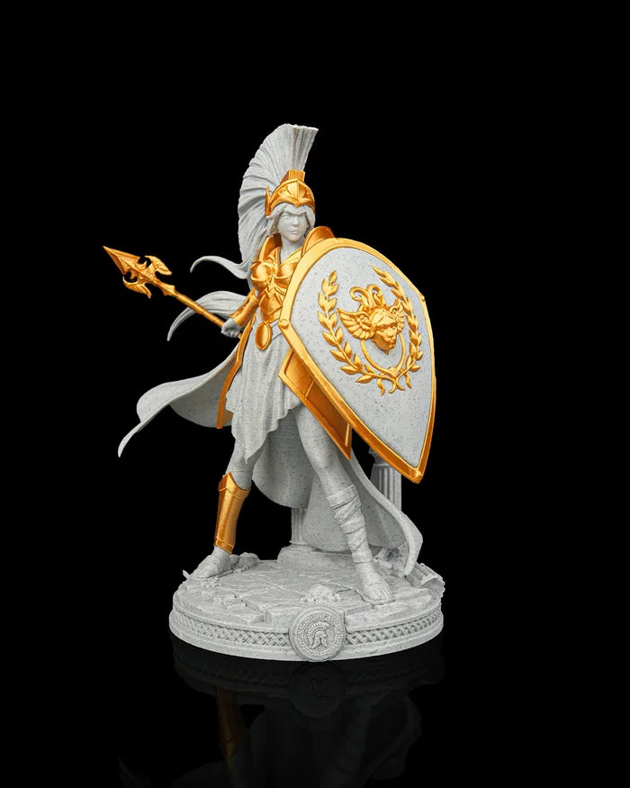 Vibrant 3D Printed Athena Statue with Intricate Mythology Detail image 0