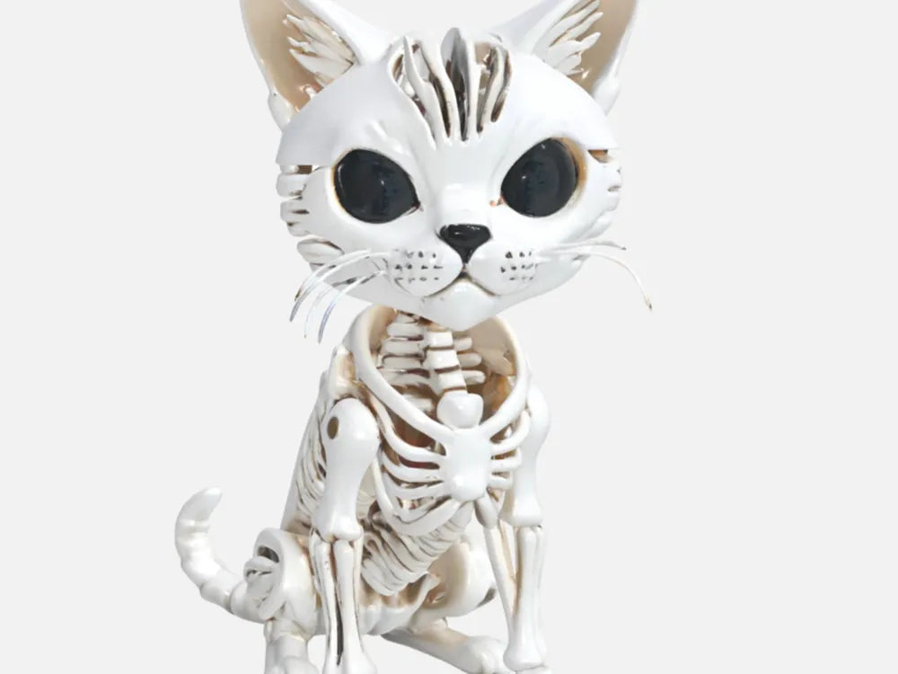 3D Printed Halloween Articulated Flexi Skeleton Cat - Choice Of Colours image 0