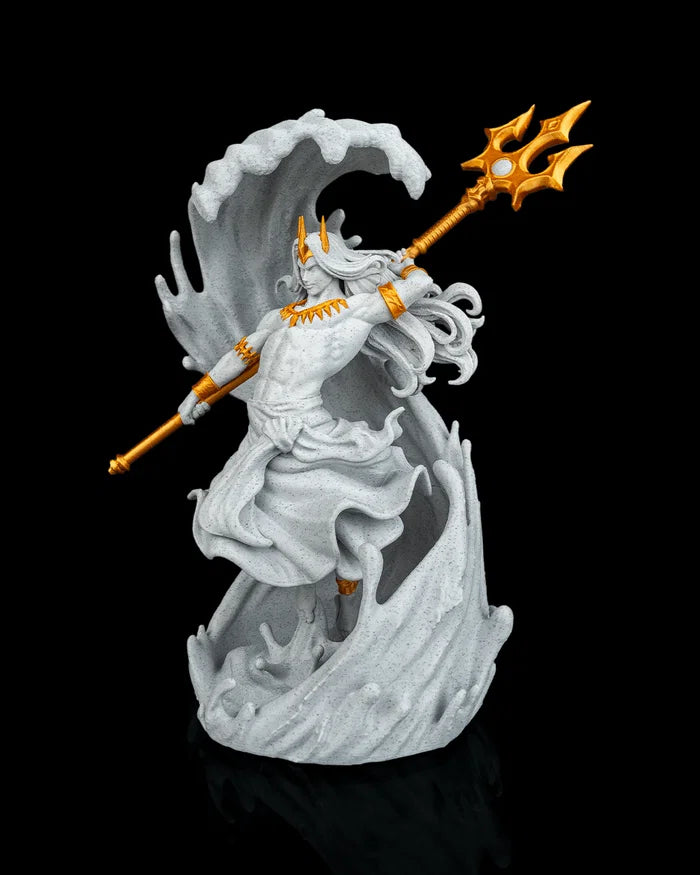 Vibrant 3D Printed Poseidon Statue with Intricate Mythology Detail image 0