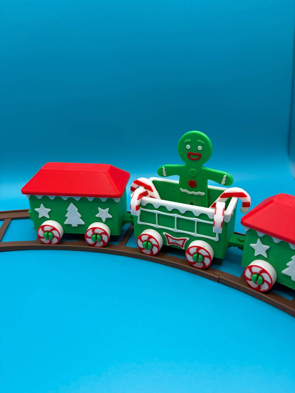 3D Printed Christmas Train & Carriages With Tracks image 1