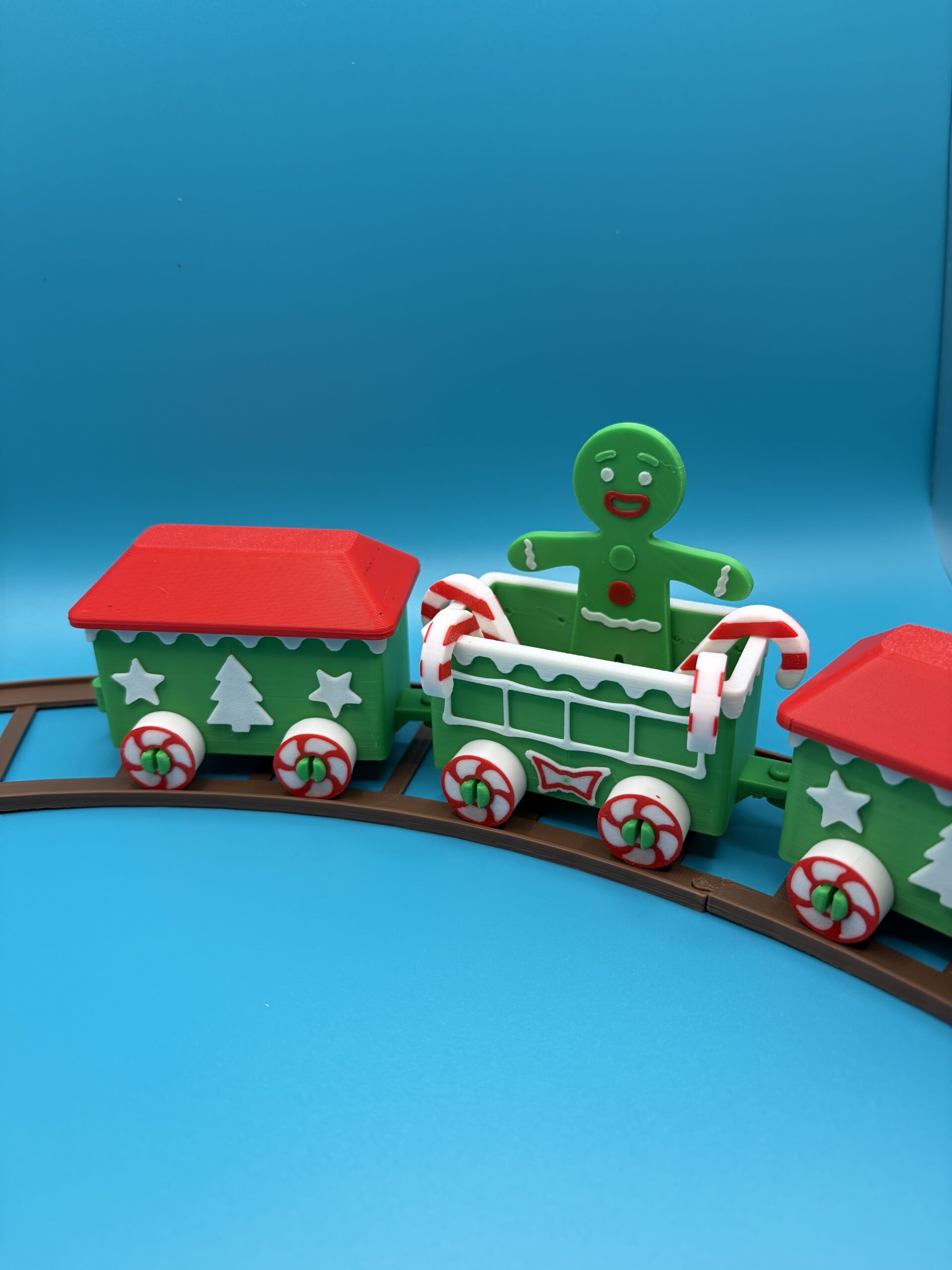 3D Printed Christmas Train & Carriages With Tracks image 1