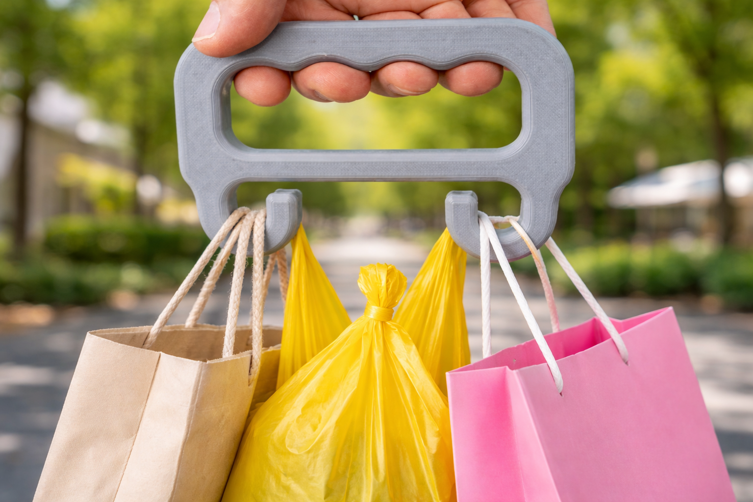 3D Printed Grocery Carrier – Hand Saver Grip for Heavy Bags image 0