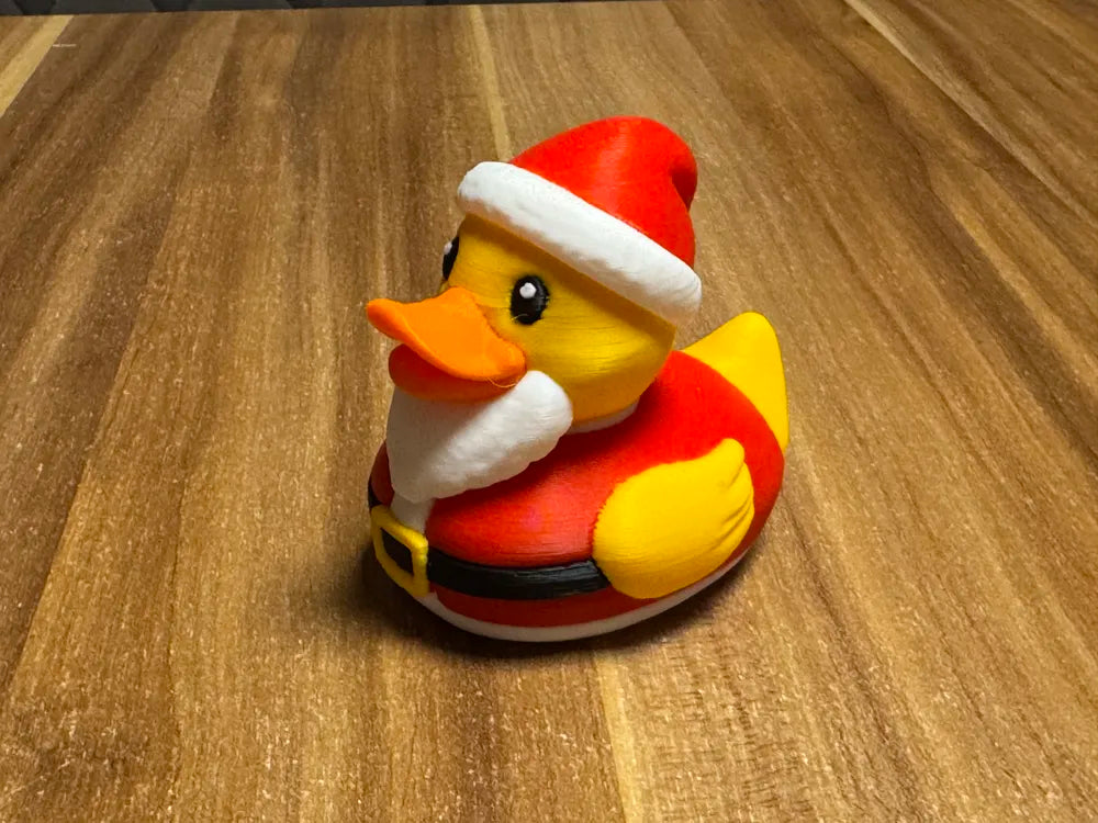 3D Printed Toy Duck Figure Model - Duck Santa image 0