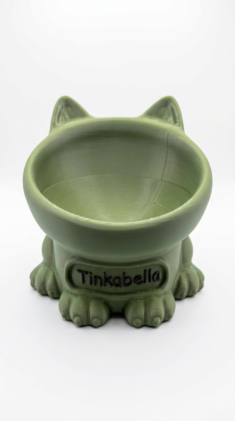 3D Printed Personalized Cat Feeding Bowl - Any Colour Any Name