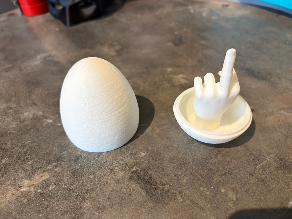 3D Printed Egg With The Middle Finger image 0