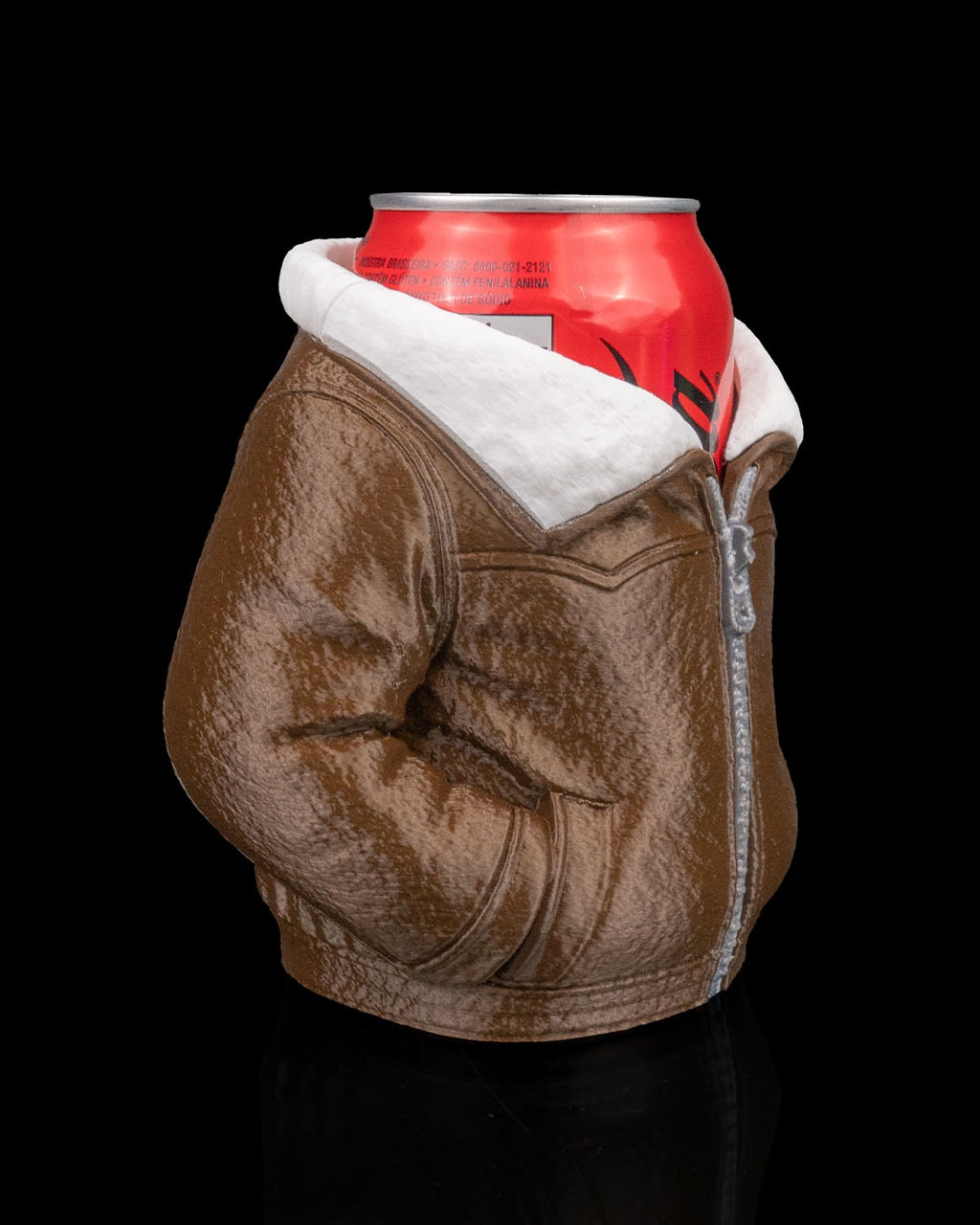 3D Printed Leather Jacket Beer, Pen Can Holder image 1