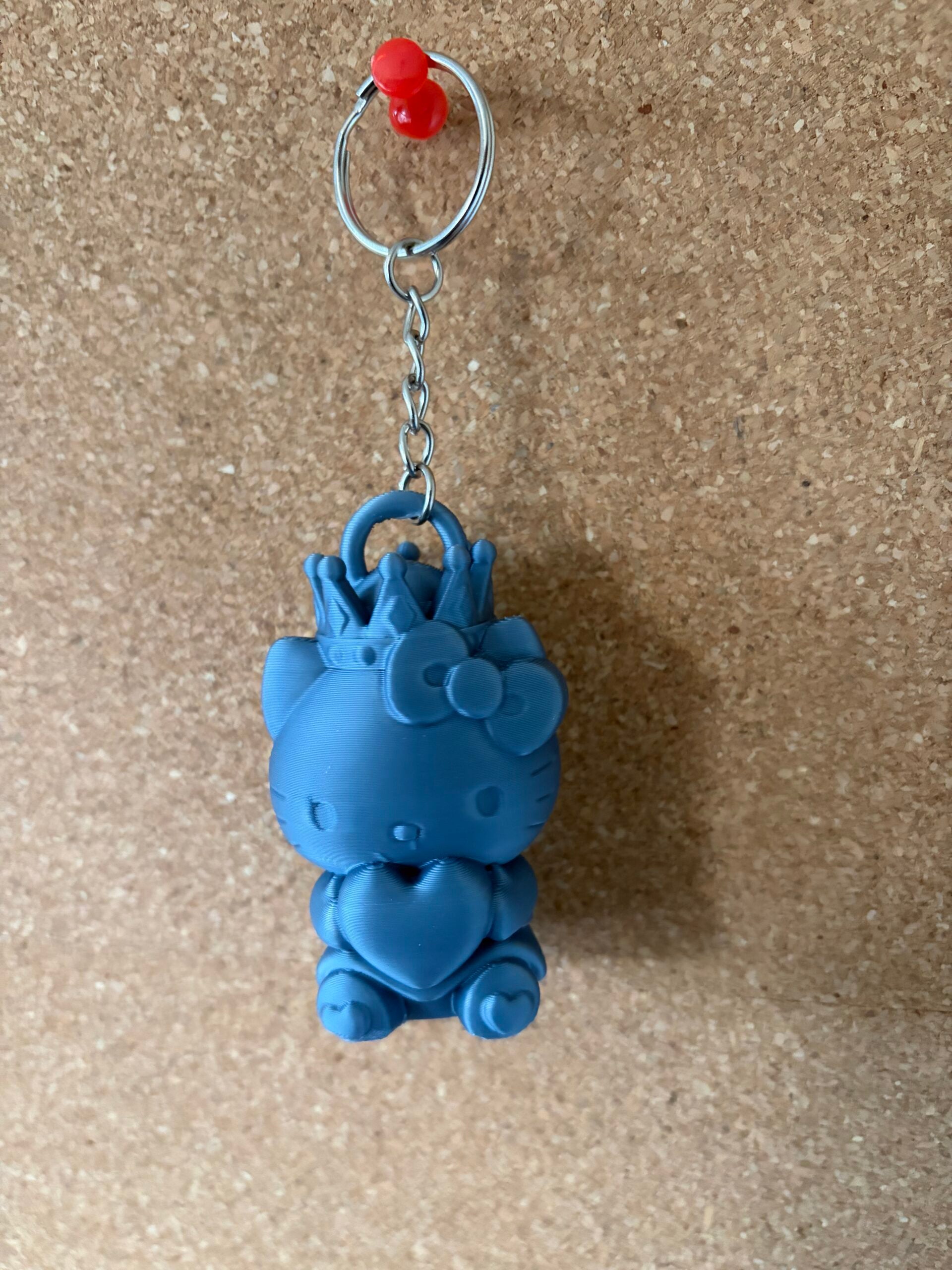3D Printed Key Ring - Kitty With Love Heart image 0