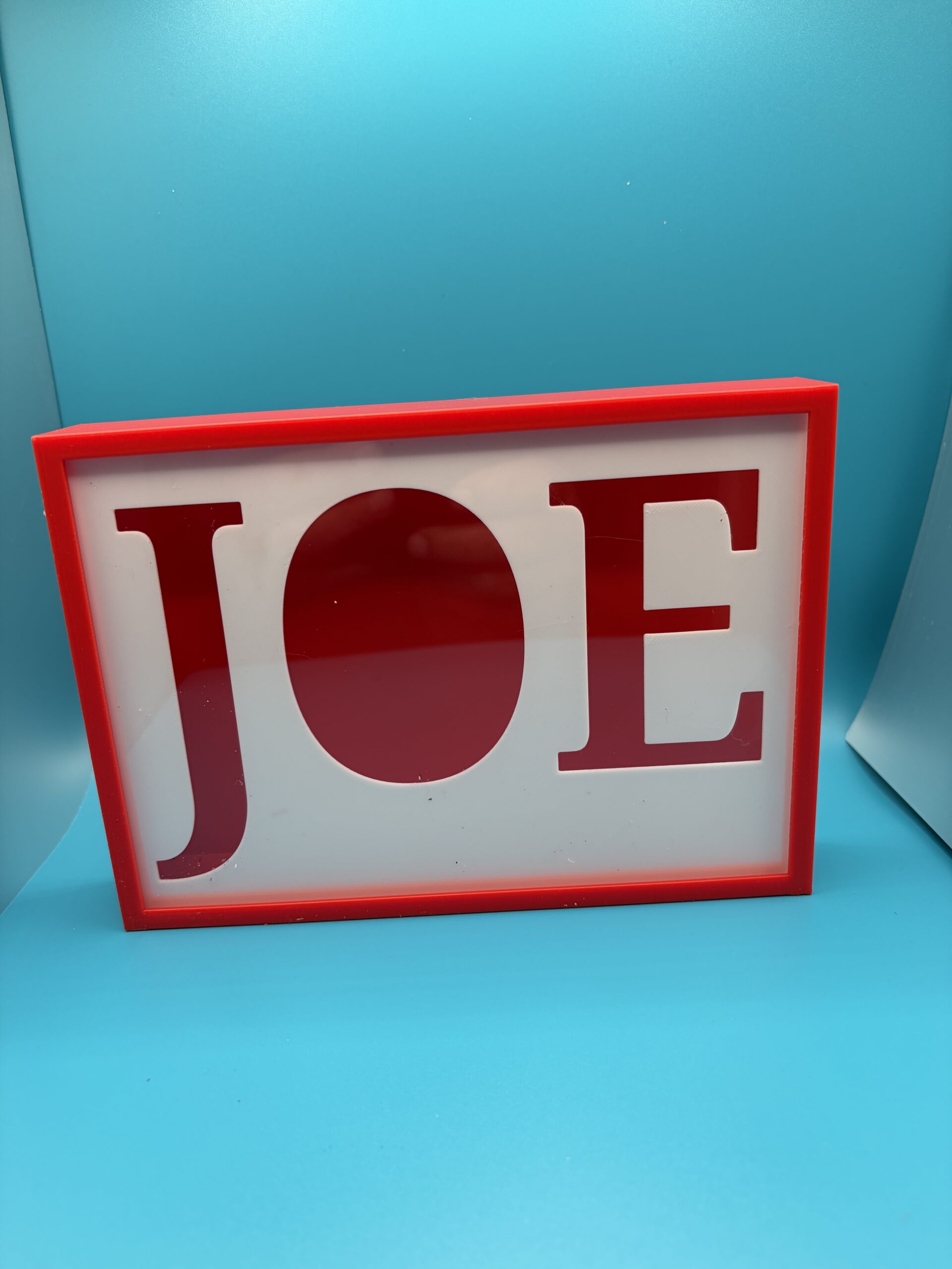 3D Printed Name JOE Sign Picture Frame image 0