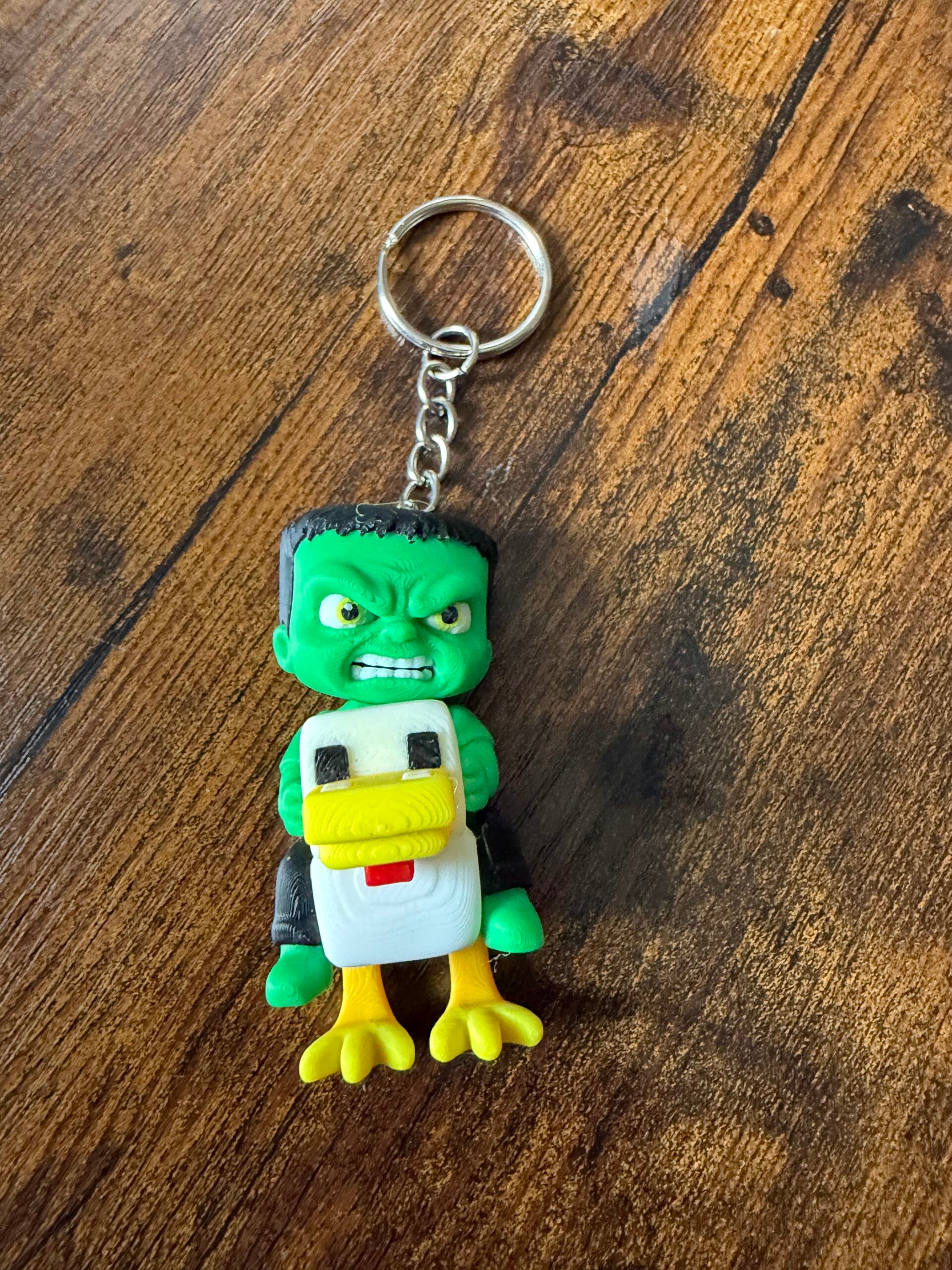 3D Printed Fidget Toy - Articulated Flexi Minecraft Jockey & Horse Key Ring image 0