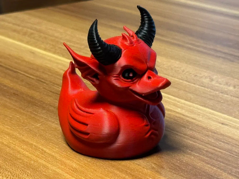 3D Printed Toy Duck Figure Model - Hell Devil Duck image 0