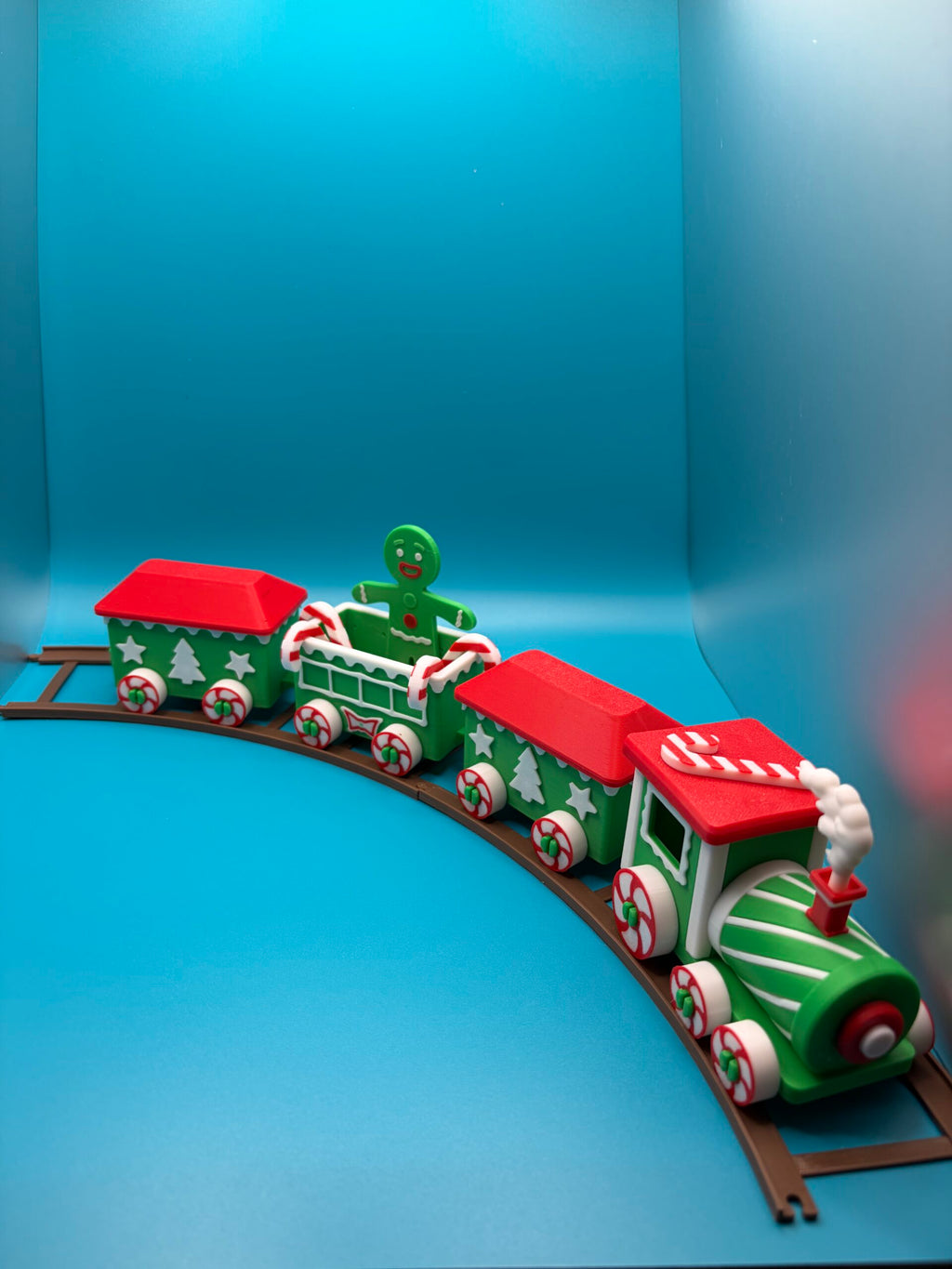 3D Printed Christmas Train & Carriages With Tracks image 0