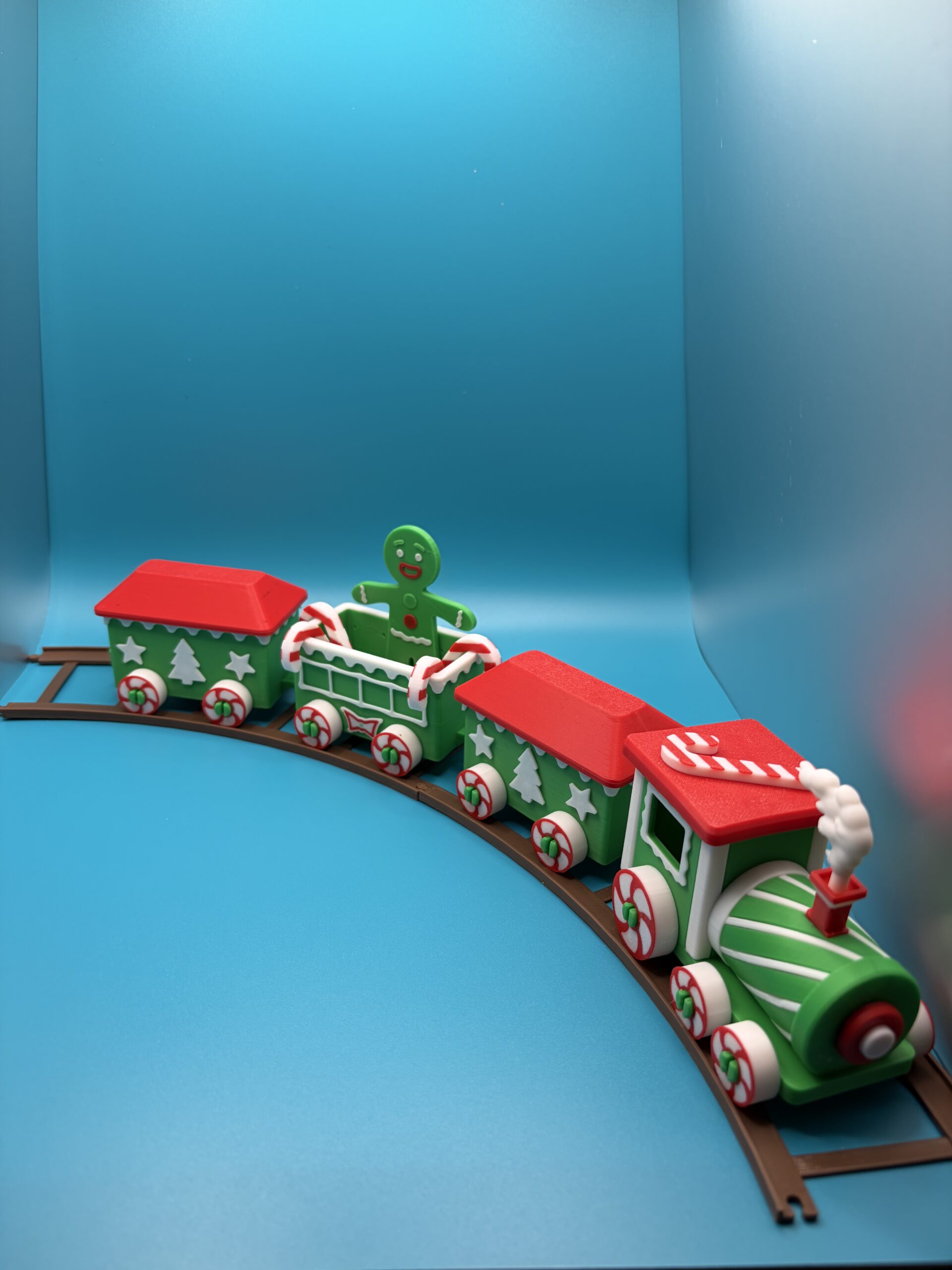 3D Printed Christmas Train & Carriages With Tracks image 0